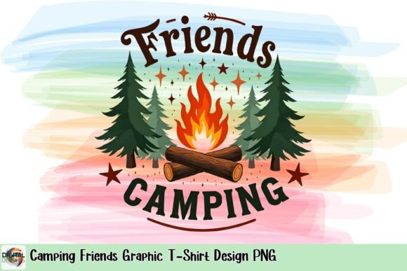 Camping Friends Graphic T-Shirt Design PNG
