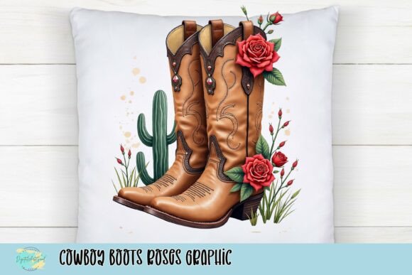 Cowboy Boots Roses Graphic: Capturing Western Elegance