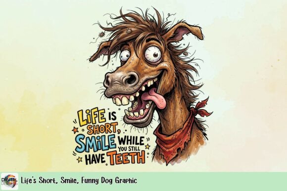 Life's Short, Smile: A Funny Dog Graphic for Every Product