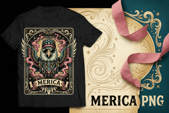Patriotic Eagle Merica Vintage Graphic: Bold Americana Design