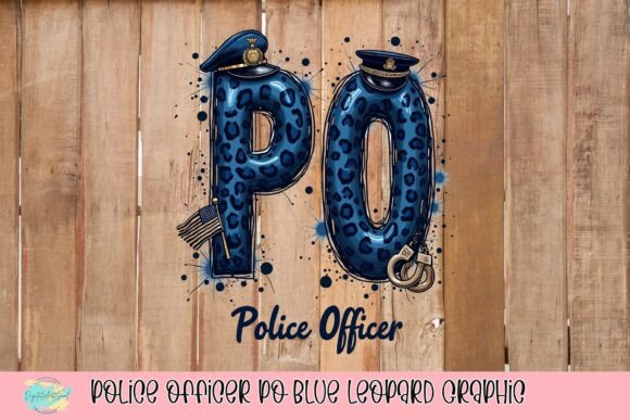 Police Officer PO Blue Leopard Graphic: Bold Design for Supporters