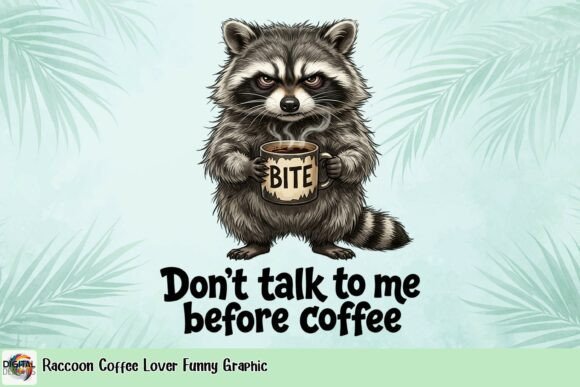 Raccoon Coffee Lover Funny Graphic: A Design Asset with Bite