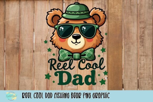 Reel Cool Dad Fishing Bear PNG Graphic: A Design Asset for Meaningful Gifting