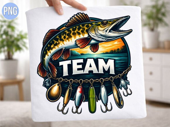 Team Fishing Pike Lures Graphic PNG: A Premium Design Asset